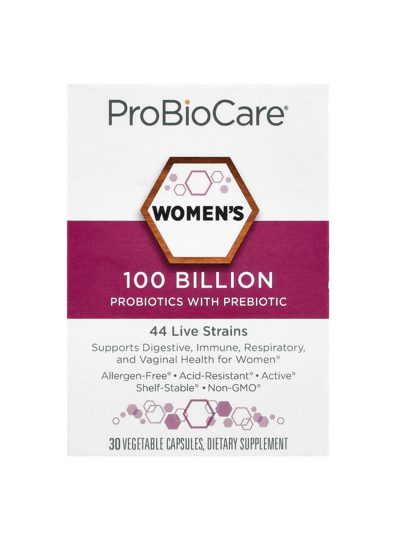 Women's Probiotics With Prebiotic, 100 Billion, 30 Vegetable Capsules